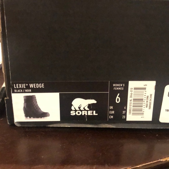 Sorel Lexie wedge black booties sz 6 new in box - Picture 2 of 8